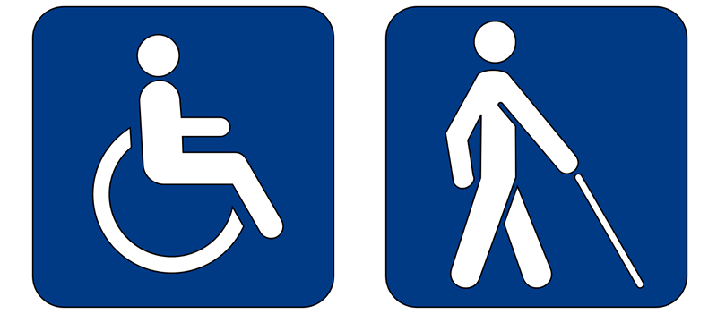  Symbols of accessibility for wheelchair users and blind and partially sighted people